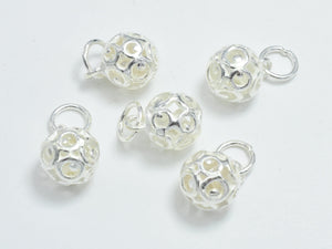 2pcs 925 Sterling Silver Charms, Filigree Ball Charms, 8mm Ball-BeadXpert