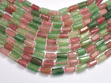 Strawberry Quartz, Green Strawberry Quartz, Lepidocrocite, 7x12mm Faceted Tube-BeadXpert