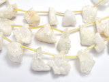 Raw Druzy Quartz Geode - White, Approx. 15x20mm Nugget-BeadXpert