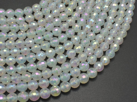 Mystic Coated Agate-White, 6mm Faceted Round-Agate: Round & Faceted-BeadXpert