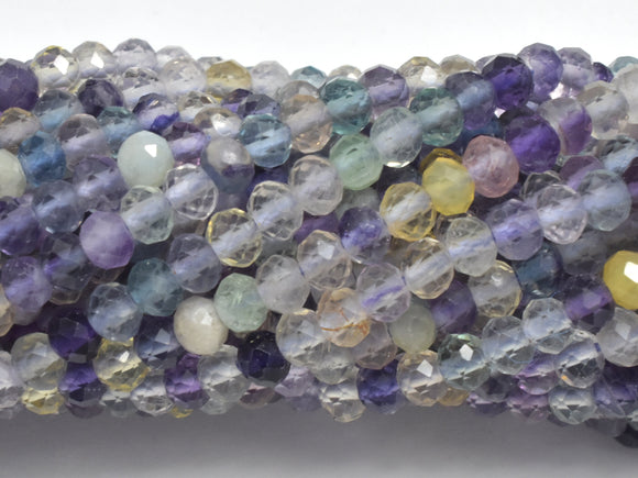 Fluorite Beads, Rainbow Fluorite, 2.3x3.2mm Micro Faceted Rondelle-Gems:Assorted Shape-BeadXpert