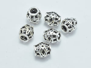 6pcs 925 Sterling Silver Beads-Antique Silver, Filigree Drum Beads, Spacer Beads, 5.8x6mm-Metal Findings & Charms-BeadXpert