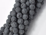 Unwaxed Black Gray Lava, 8mm (8.5mm) Round-Gems: Round & Faceted-BeadXpert