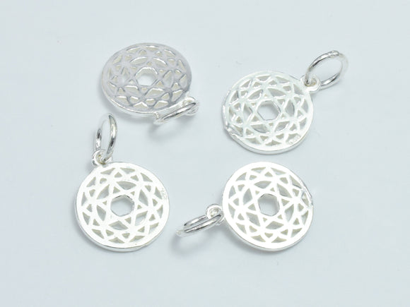 2pcs 925 Sterling Silver Charms, Filigree Coin Charms, 11mm Coin-BeadXpert