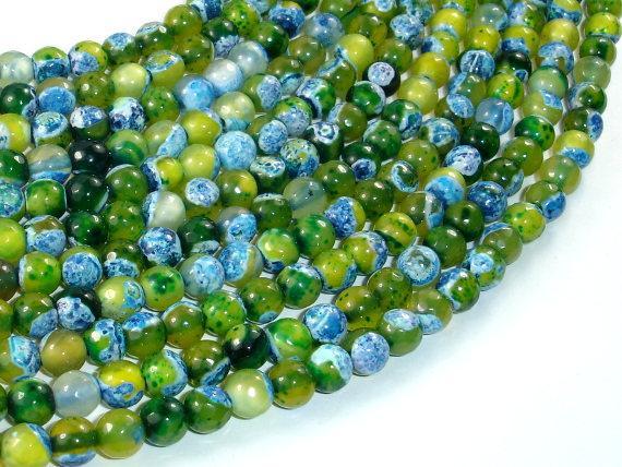 Agate Beads, Blue & Green, 6mm Faceted Round-Gems: Round & Faceted-BeadXpert