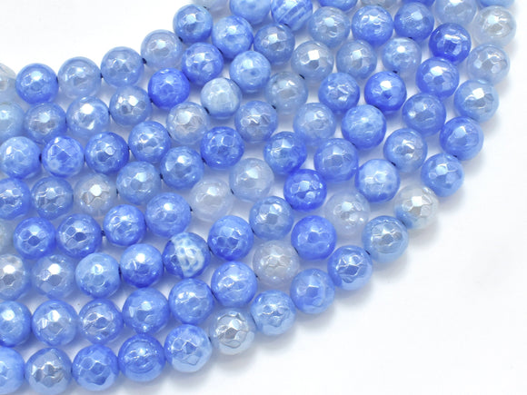 Mystic Coated Fire Agate- Blue, 8mm Faceted-BeadXpert