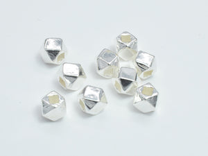 6pcs 925 Sterling Silver Beads, 3.5mm Faceted Cube-Metal Findings & Charms-BeadXpert