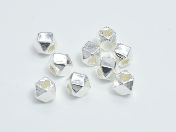 6pcs 925 Sterling Silver Beads, 3.5mm Faceted Cube-Metal Findings & Charms-BeadXpert