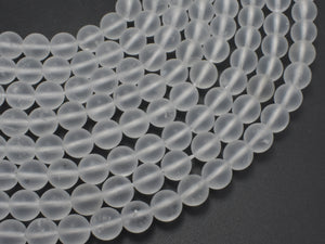 Matte Clear Quartz Beads, 8mm, Round Beads-BeadXpert