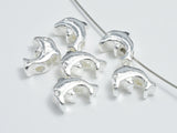 2pcs 925 Sterling Silver Beads- Dolphin, 7x6mm, 3.2mm Thick-Metal Findings & Charms-BeadXpert
