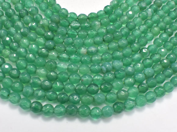 Agate Beads-Green, 4mm Faceted Round, 15 Inch-Gems: Round & Faceted-BeadXpert