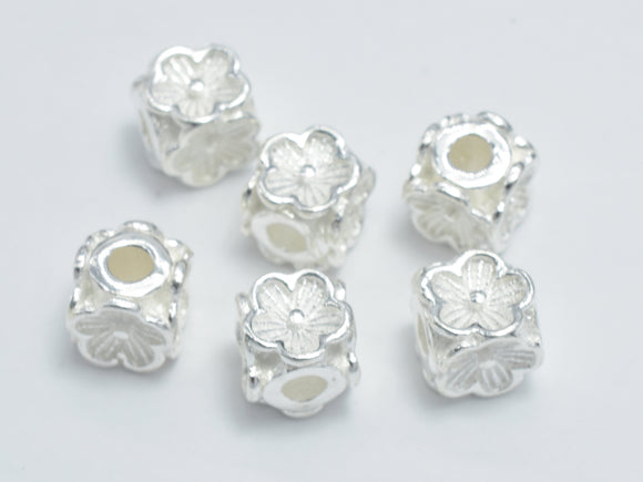 4pcs 925 Sterling Silver Beads, 5x5mm Cube Beads-Metal Findings & Charms-BeadXpert