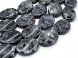 Black Labradorite Beads, Larvikite, 18x25 Twisted Oval Beads-Gems:Assorted Shape-BeadXpert