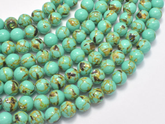 Shell Turquoise Howlite-Green, 6mm (6.5mm)-Gems: Round & Faceted-BeadXpert