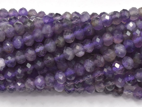 Amethyst Beads, 3x4mm Micro Faceted Rondelle-Gems:Assorted Shape-BeadXpert