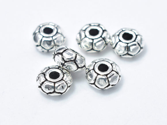 8pcs 925 Sterling Silver Beads-Antique Silver, 5mm Rondelle Beads, Spacer Beads, 5x2.4mm Hole 1.4mm-Metal Findings & Charms-BeadXpert