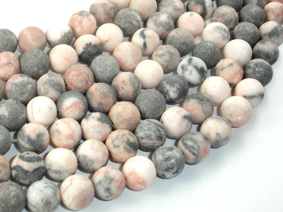 Matte Pink Zebra Jasper, 10mm Round Beads-BeadXpert