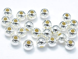 15pcs 925 Sterling Silver Beads, 4mm Round Beads-Metal Findings & Charms-BeadXpert