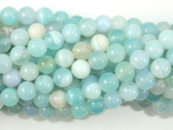Banded Agate Beads, Light Blue, 6mm-Agate: Round & Faceted-BeadXpert