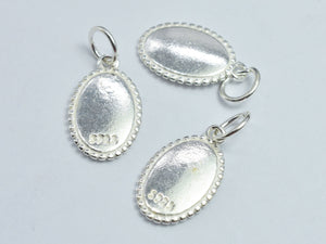 1pc 925 Sterling Silver Charm, Oval Charm, 9.5x15mm-BeadXpert