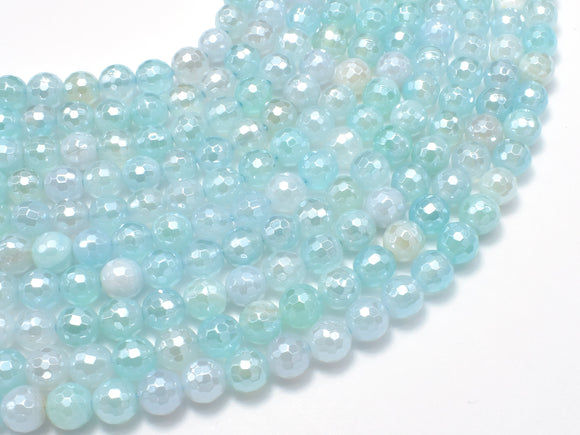 Mystic Coated Agate-Light Blue, 6mm Faceted Round-Agate: Round & Faceted-BeadXpert