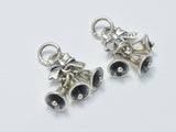 1pc 925 Sterling Silver Charm-Antique Silver, Bell Charm, Approx. 21x12mm, 6mm Bell-BeadXpert