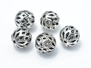 2pcs 925 Sterling Silver Beads-Antique Silver, 8mm Round Beads, Spacer Beads, Hole 1mm-Metal Findings & Charms-BeadXpert
