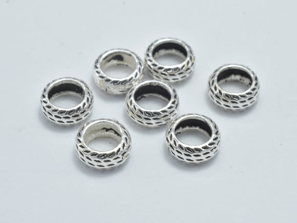 8pcs 925 Sterling Silver Beads-Antique Silver, 6mm Rondelle Beads-Metal Findings & Charms-BeadXpert