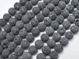 Unwaxed Black Gray Lava, 8mm (8.5mm) Round-Gems: Round & Faceted-BeadXpert