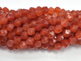 Jade - Orange Red, 8mm Faceted Star Cut Round, 15 Inch-BeadXpert