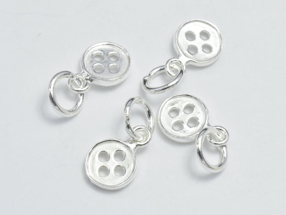 4pcs 925 Sterling Silver Charms, Button Charms, 6.8mm Coin-BeadXpert