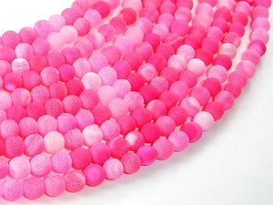 Frosted Matte Agate Beads-Pink, 6mm Round Beads-Agate: Round & Faceted-BeadXpert