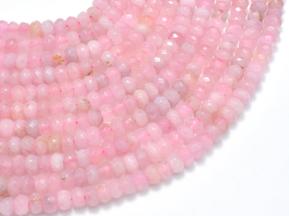 Madagascar Rose Quartz Beads, 4x6mm (3.5x5.5mm) Faceted Rondelle-Gems:Assorted Shape-BeadXpert