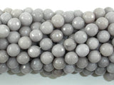Jade Beads, Light Gray, 8mm Faceted Round-Gems: Round & Faceted-BeadXpert