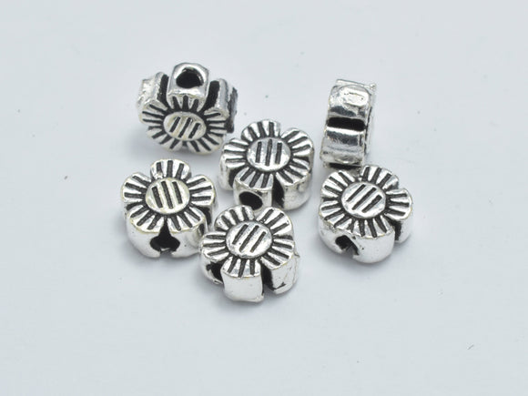 6pcs 925 Sterling Silver Beads-Antique Silver, 5mm Flower Beads-Metal Findings & Charms-BeadXpert
