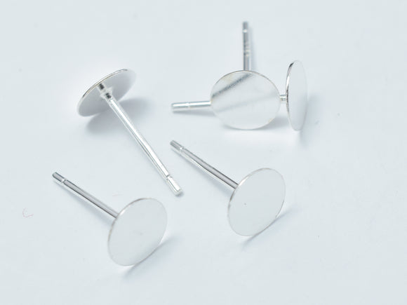 10pcs (5pairs) 925 Sterling Silver Flat Pad Earring Stud Posts, 6mm, 11mm Long-Metal Findings & Charms-BeadXpert