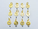 1pcs 24K Gold Vermeil Astrology Sign Charms, 925 Sterling Silver Charms, 9.2mm Coin Charms-Metal Findings & Charms-BeadXpert