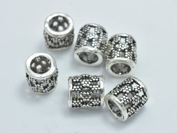 4pcs 925 Sterling Silver Beads-Antique Silver, 5.5x6mm Filigree Tube Beads-Metal Findings & Charms-BeadXpert