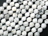 White Howlite Beads, 8mm Star Cut Faceted Round, 14.5 Inch-Gems: Round & Faceted-BeadXpert