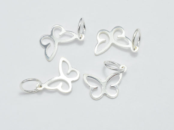 4pcs 925 Sterling Silver Charms, Butterfly Charm, 12x8mm-Metal Findings & Charms-BeadXpert