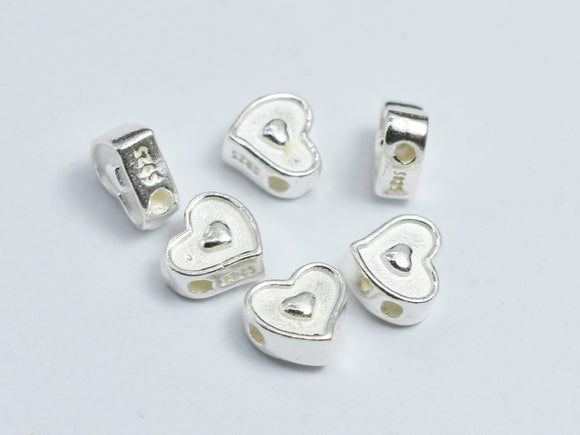 4pcs 925 Sterling Silver Heart Beads, 6x5.5mm-BeadXpert