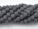 Unwaxed Black Gray Lava, 6mm (6.5mm) Round-Gems: Round & Faceted-BeadXpert