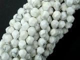 White Howlite Beads, 6mm Star Cut Faceted Round-Gems: Round & Faceted-BeadXpert