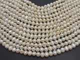 Fresh Water Pearl Beads-White, 7-8mm Potato Beads-Pearls & Glass-BeadXpert