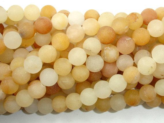 Matte Yellow Jade, 8mm Round Beads-Gems: Round & Faceted-BeadXpert