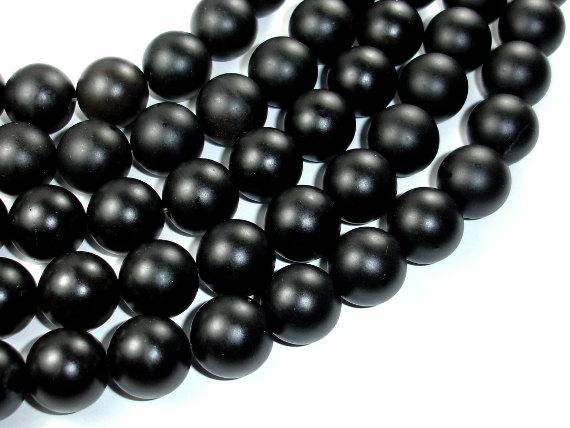 Matte Black Stone, 16mm Round Beads-Gems: Round & Faceted-BeadXpert