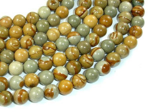 Wild Horse Picture Jasper, Owyhee Picture Jasper, 8 mm Round Beads-Gems: Round & Faceted-BeadXpert