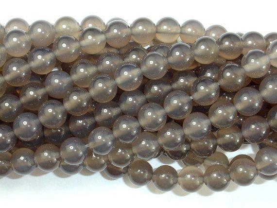 Gray Agate Beads, 8mm Round Beads-Gems: Round & Faceted-BeadXpert