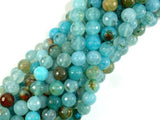 Light Blue Dragon Vein Agate Beads, 8mm Faceted Round-Agate: Round & Faceted-BeadXpert