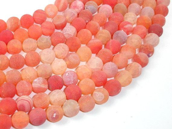 Frosted Matte Agate Beads, Orange, 10mm Round Beads-Agate: Round & Faceted-BeadXpert